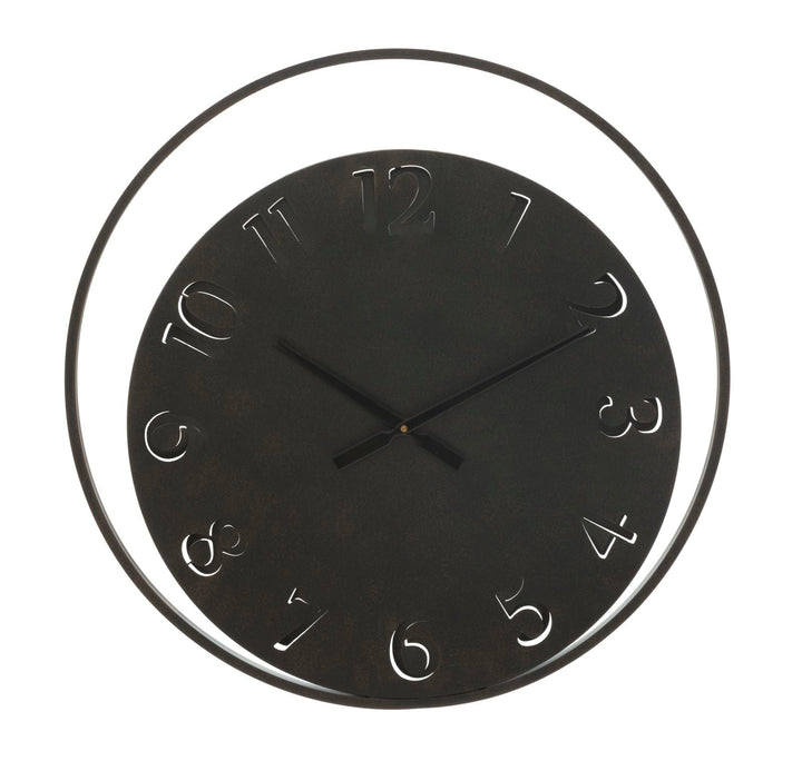 Reloj de Pared Redondo de Metal Negro