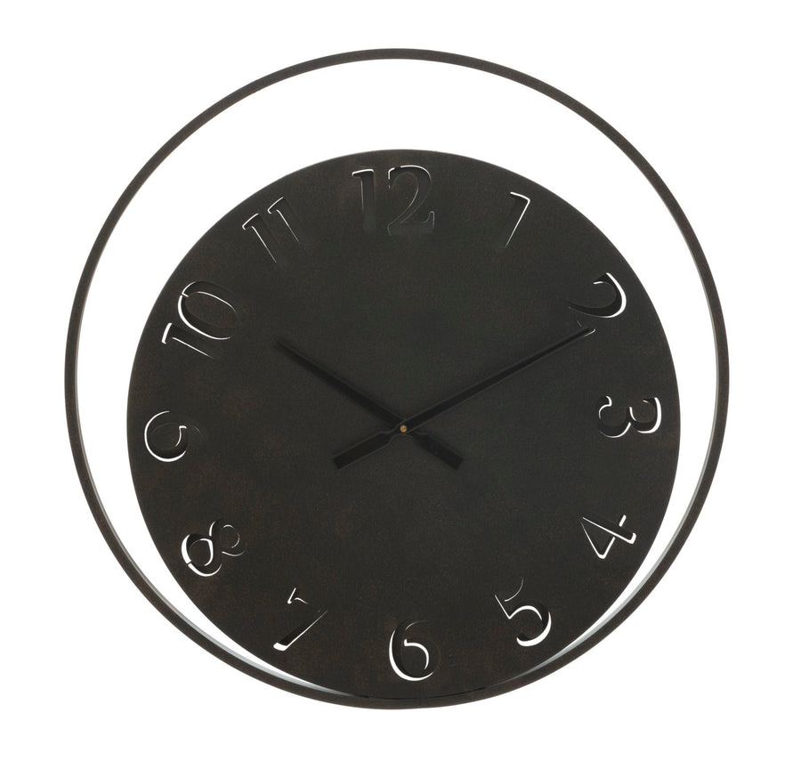 Reloj de Pared Redondo de Metal Negro