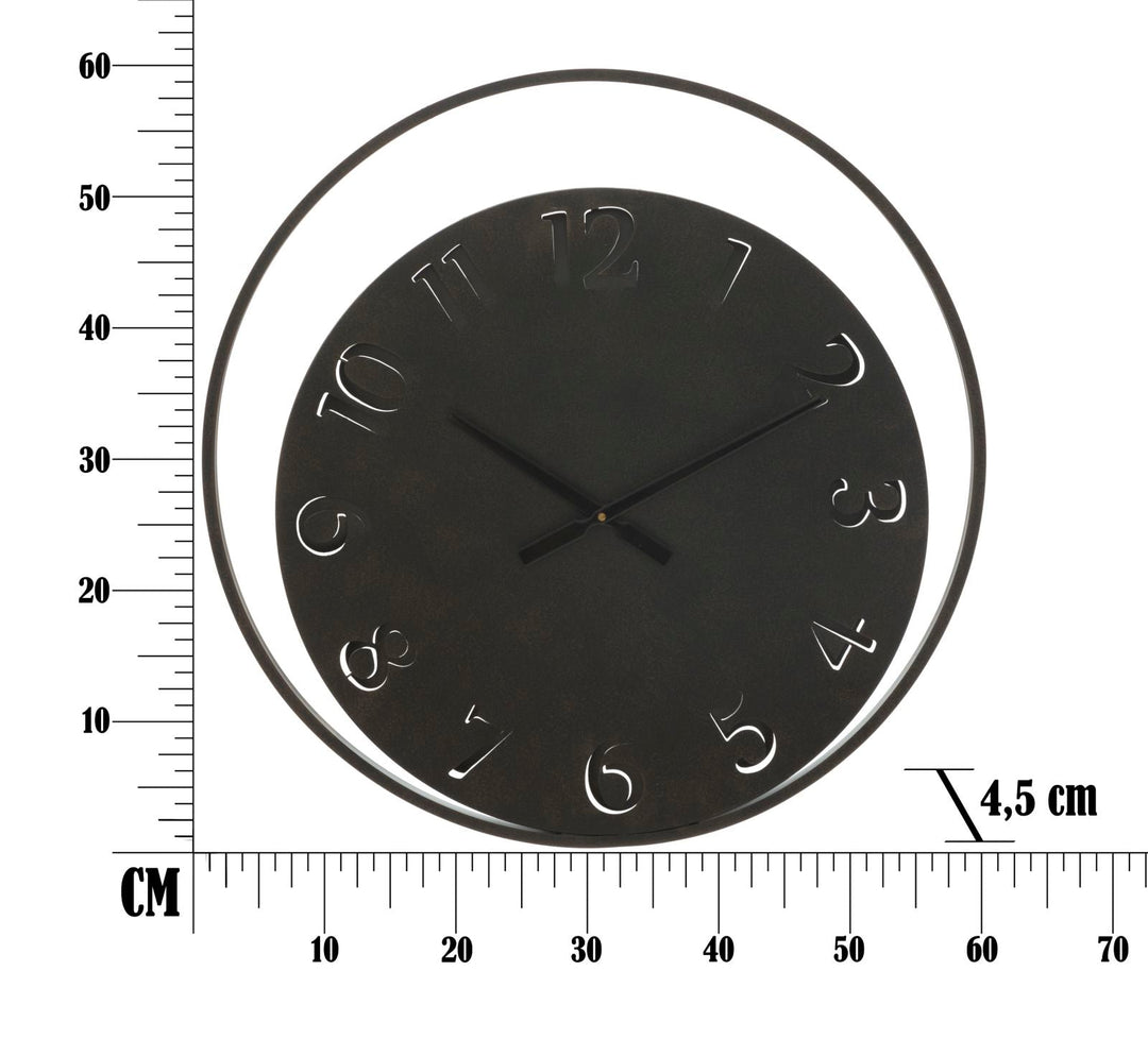 Reloj de Pared Redondo de Metal Negro