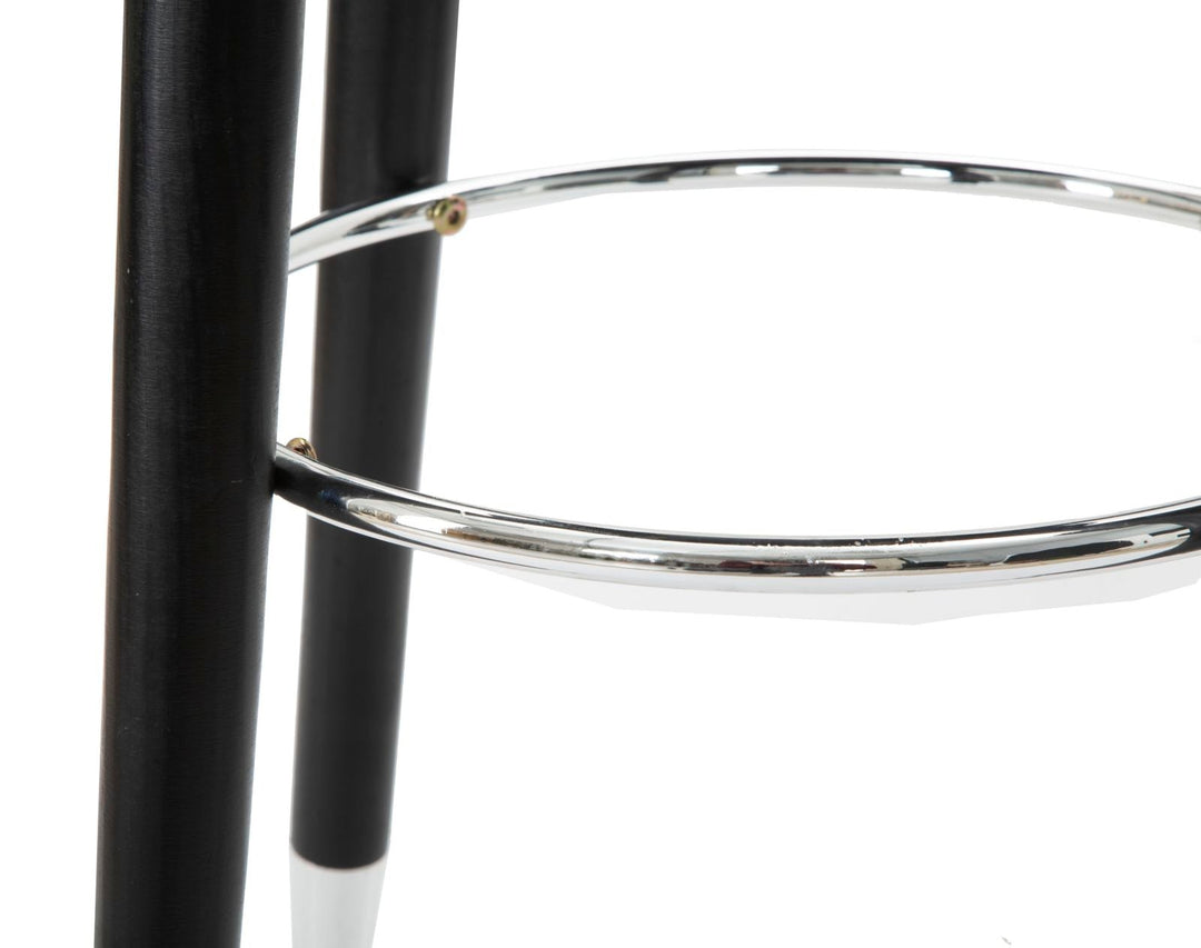 Taburete de Terciopelo Azul y Plata con Patas Negras