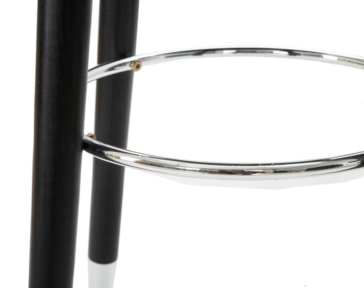 Taburete de Terciopelo Azul y Plata con Patas Negras