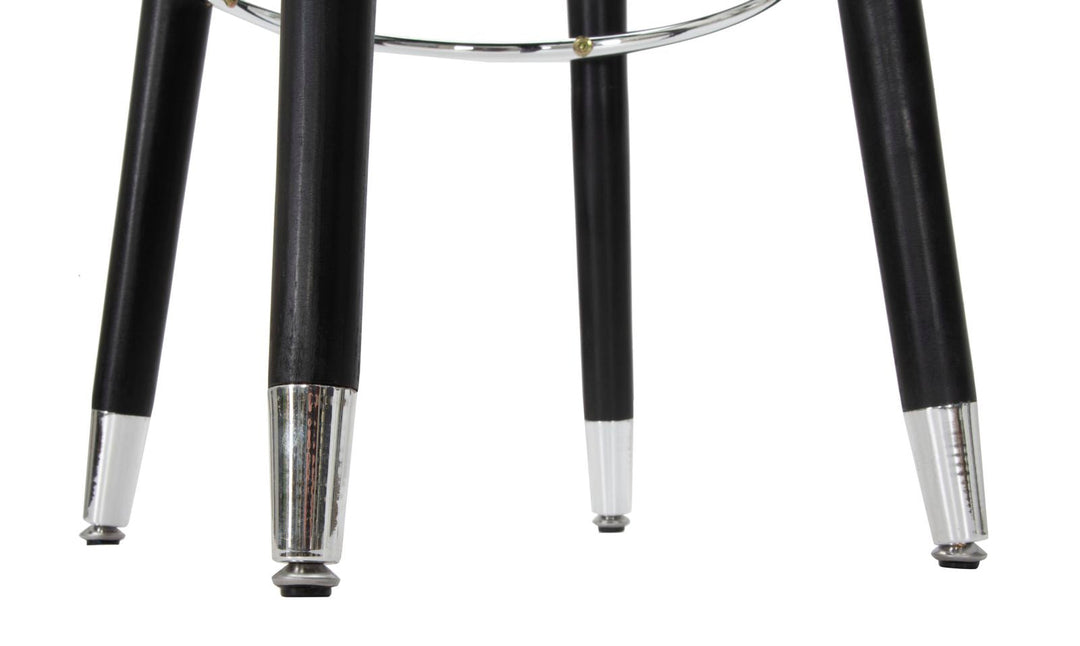 Taburete de Terciopelo Azul y Plata con Patas Negras