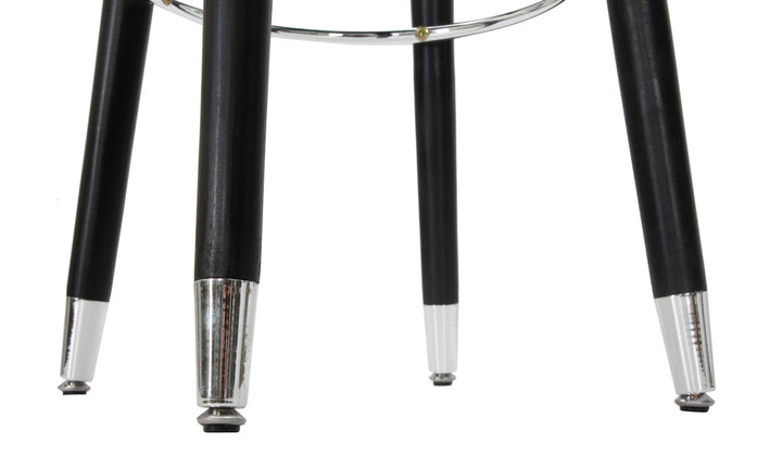 Taburete de Terciopelo Azul y Plata con Patas Negras