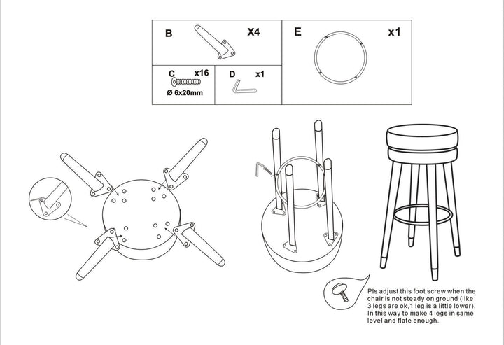 Taburete de Terciopelo Azul y Plata con Patas Negras