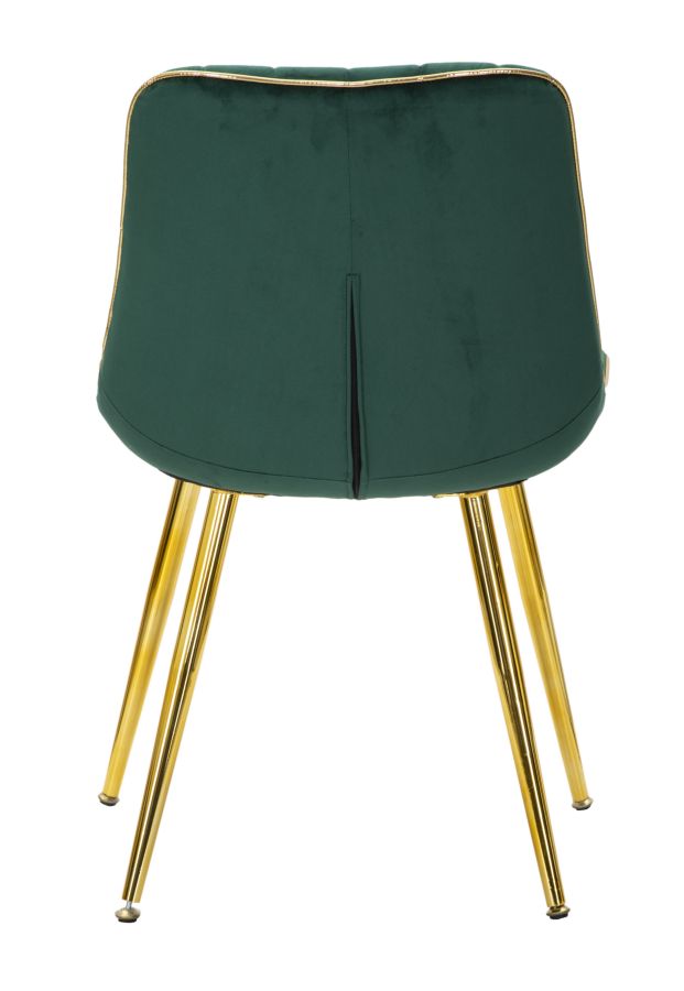 Silla Tapizada Verde con Patas de Metal Dorado