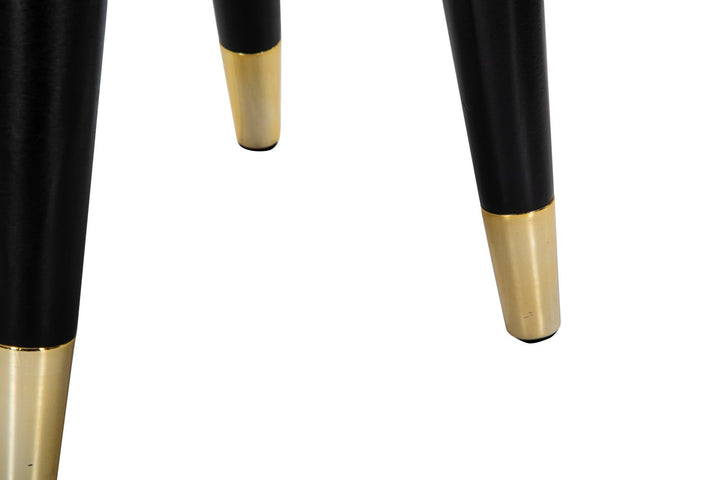 Taburete redondo de terciopelo crema con base dorada – Paris asiento de acento