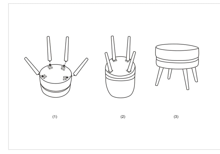 Taburete redondo de terciopelo gris con patas doradas – Paris asiento de acento