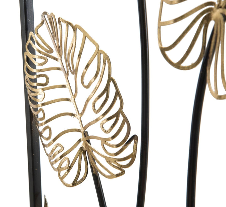 Decoración de Pared Hoja de Palma de Metal Dorado y Negro (Escultura Moderna)