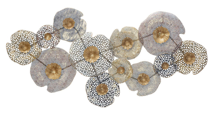 Decoración de pared con flores redondas de metal