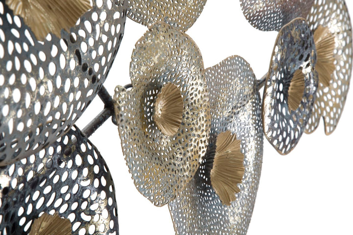 Decoración de pared con flores redondas de metal