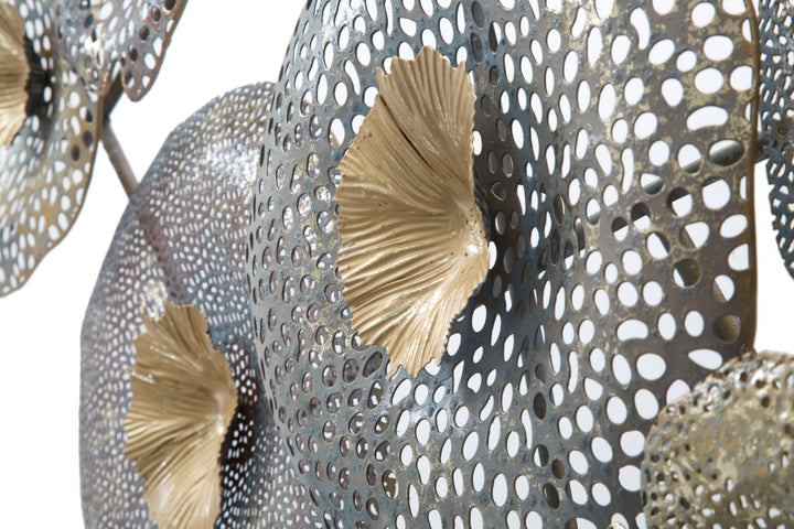 Decoración de pared con flores redondas de metal