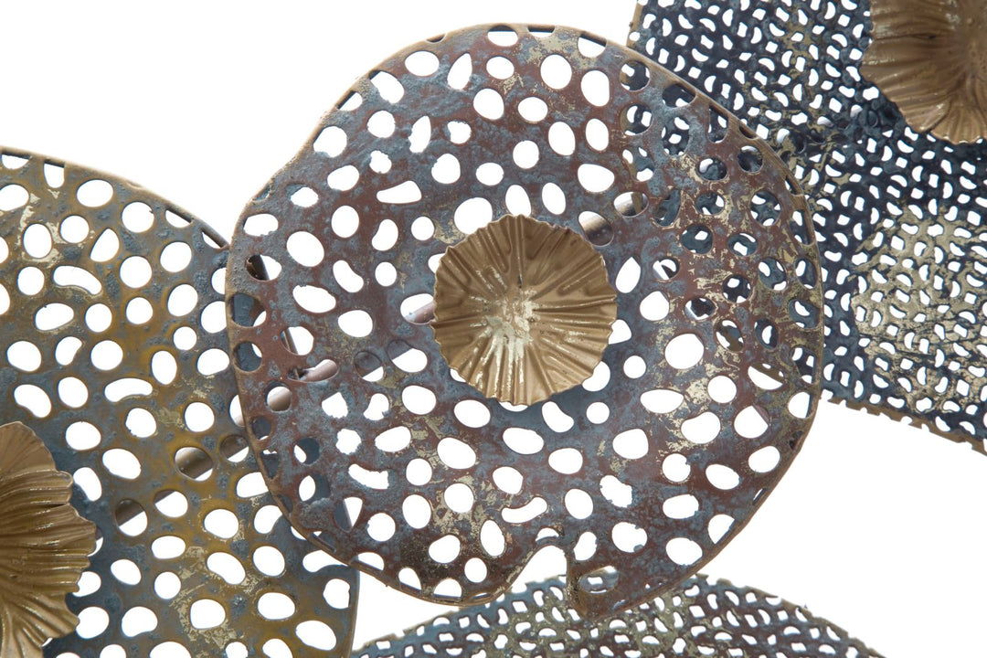 Decoración de pared con flores redondas de metal