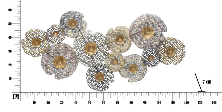 Decoración de pared con flores redondas de metal