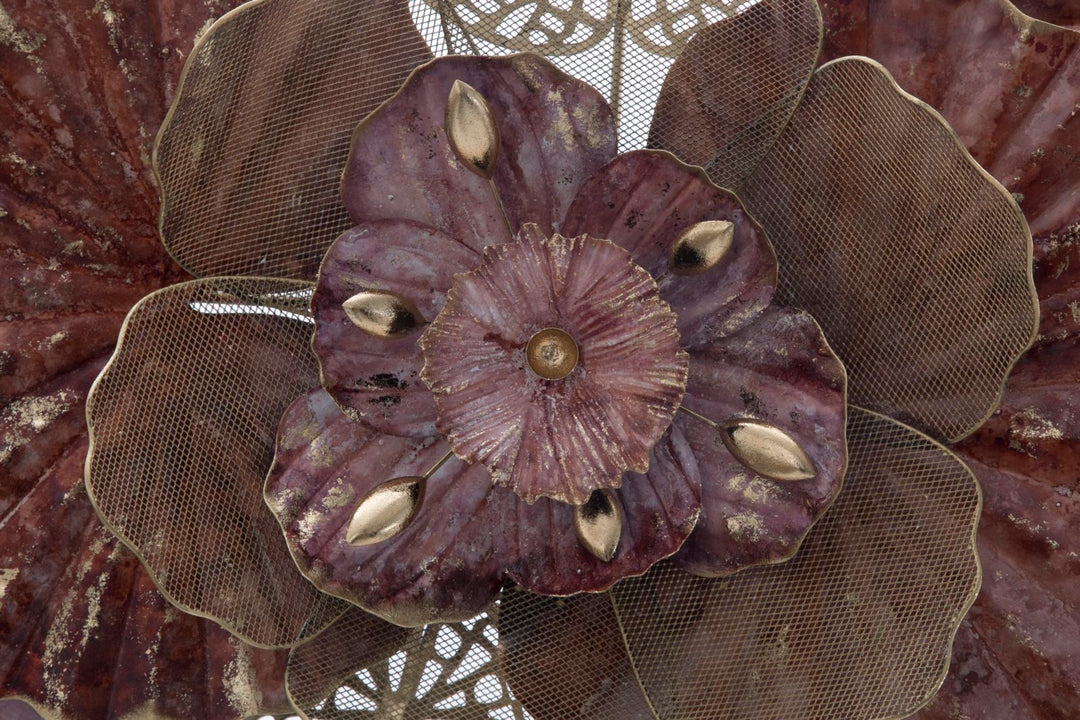 Decoración de Pared Floral Oro y Rojo