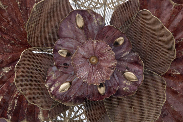 Decoración de Pared Floral Oro y Rojo