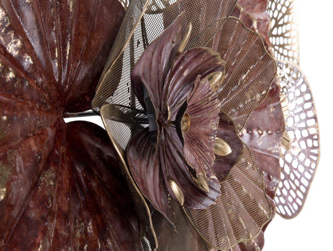 Decoración de Pared Floral Oro y Rojo