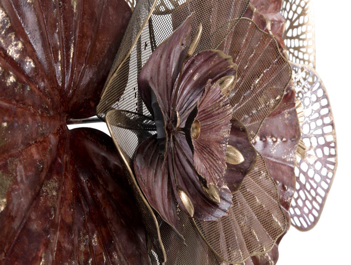 Decoración de Pared Floral Oro y Rojo