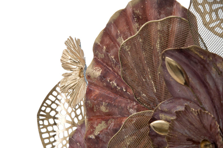 Decoración de Pared Floral Oro y Rojo