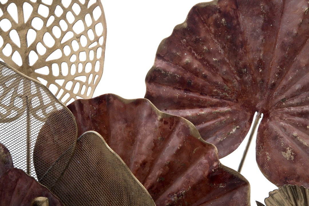 Decoración de Pared Floral Oro y Rojo