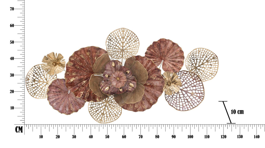 Decoración de Pared Floral Oro y Rojo