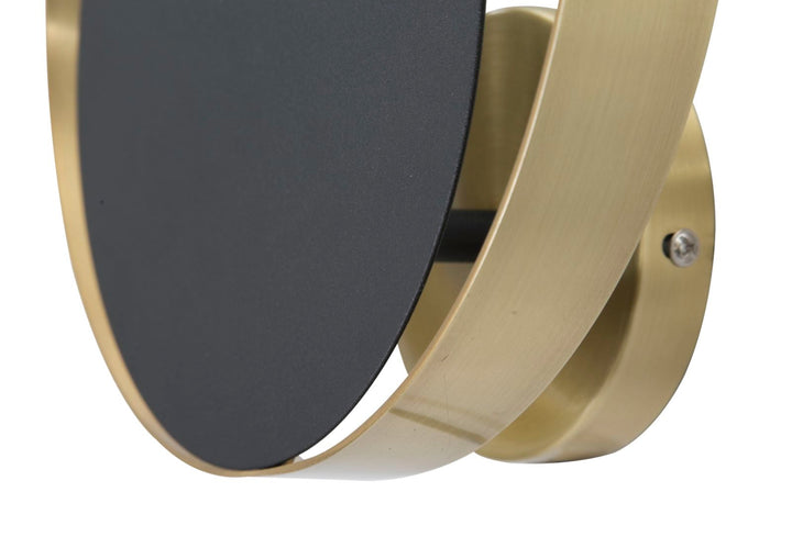 Lámpara de Pared Geométrica Redonda de Metal Dorado y Negro
