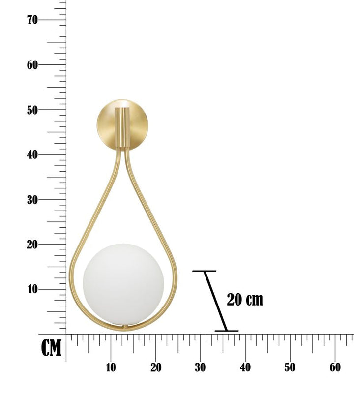 Lámpara de Pared de Metal Dorado en Forma de Gota
