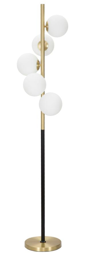 Lámpara de Pie de Metal Dorado y Negro con 5 Bombillas