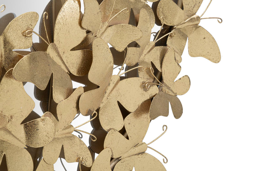 Espejo de Pared Ovalado de Metal con Mariposa