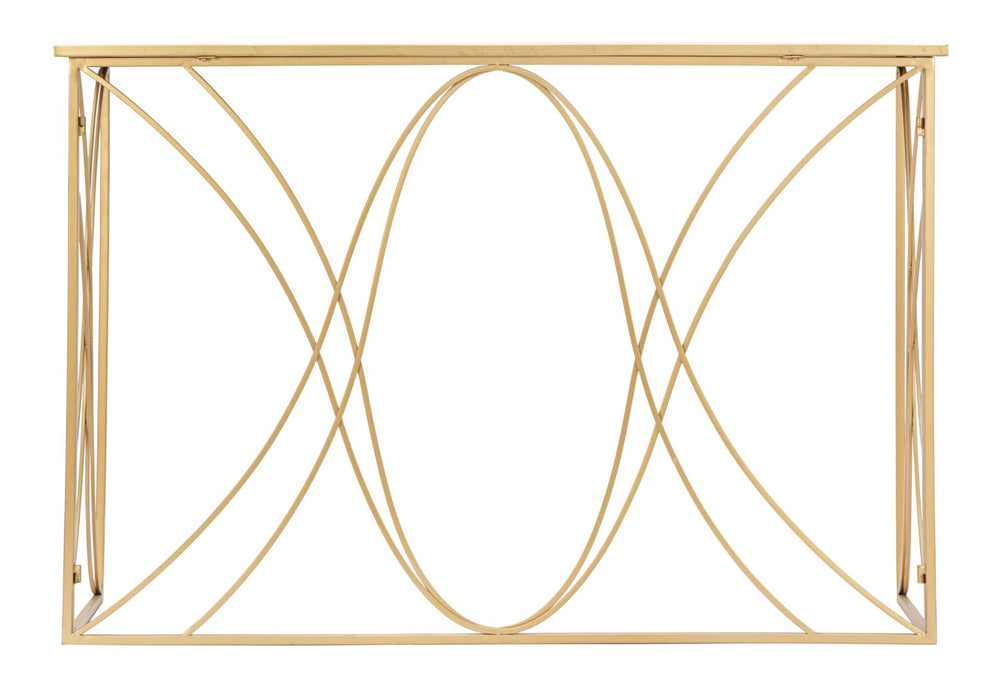 Mesa consola de cristal con marco dorado – Exy mesa de recibidor moderna
