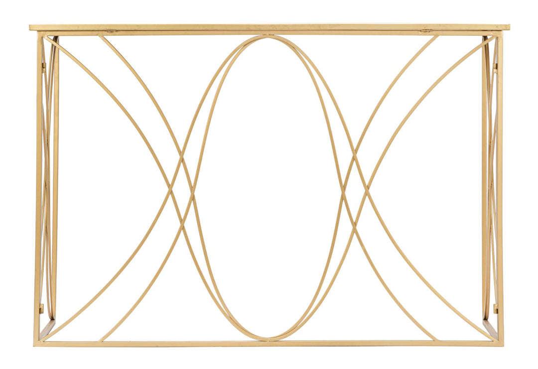 Mesa consola de cristal con marco dorado – Exy mesa de recibidor moderna