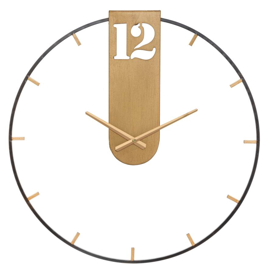 Reloj de Pared de Metal Bronce y Negro