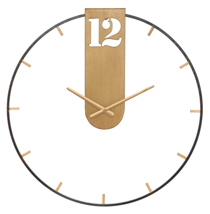 Reloj de Pared de Metal Bronce y Negro