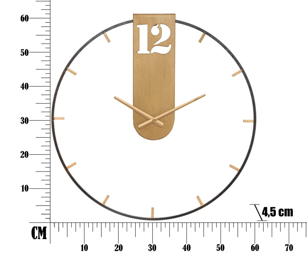 Reloj de Pared de Metal Bronce y Negro