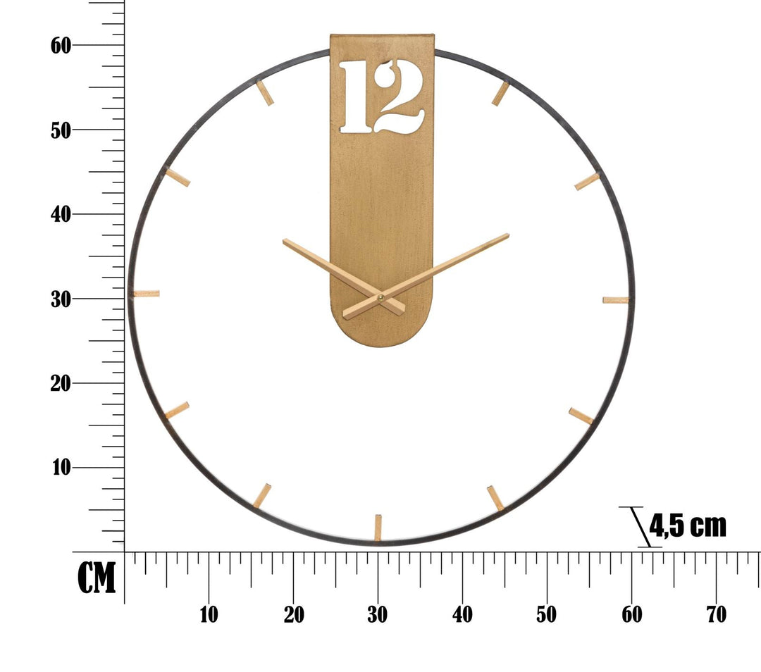 Reloj de Pared de Metal Bronce y Negro