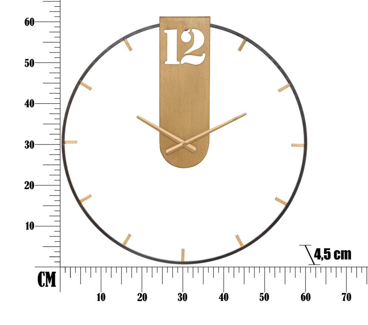 Reloj de Pared de Metal Bronce y Negro