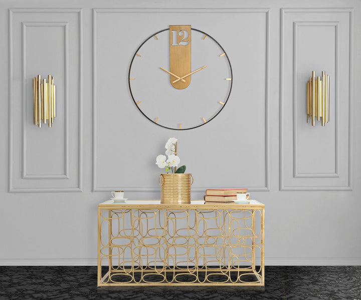 Reloj de Pared de Metal Bronce y Negro