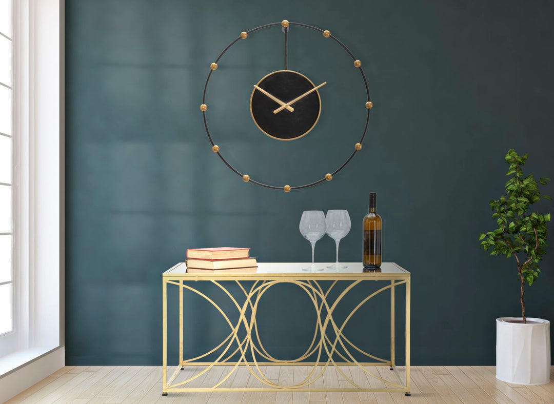 Reloj de Pared de Metal Bronce y Negro