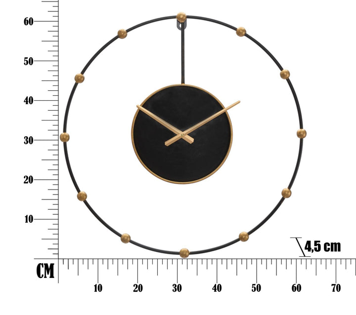 Reloj de Pared de Metal Bronce y Negro
