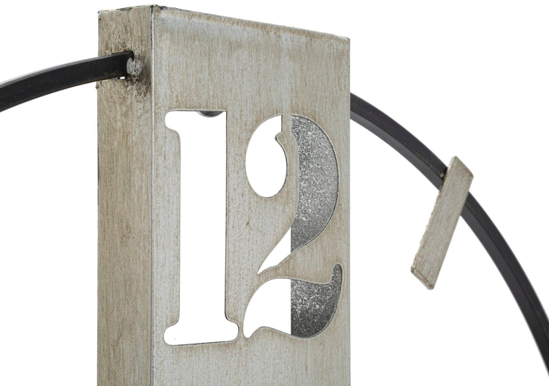 Reloj de Pared de Metal Plateado y Negro