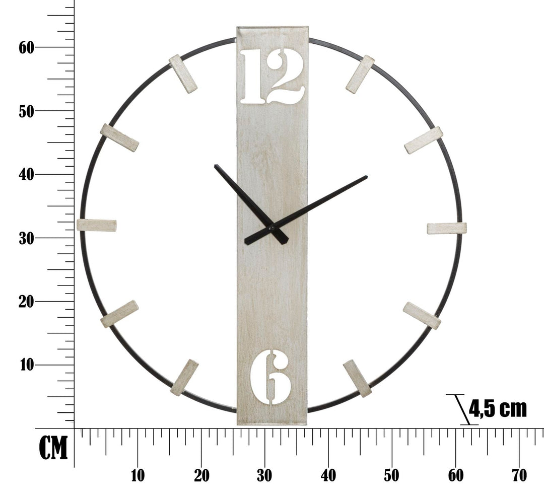 Reloj de Pared de Metal Plateado y Negro