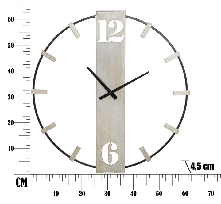 Reloj de Pared de Metal Plateado y Negro