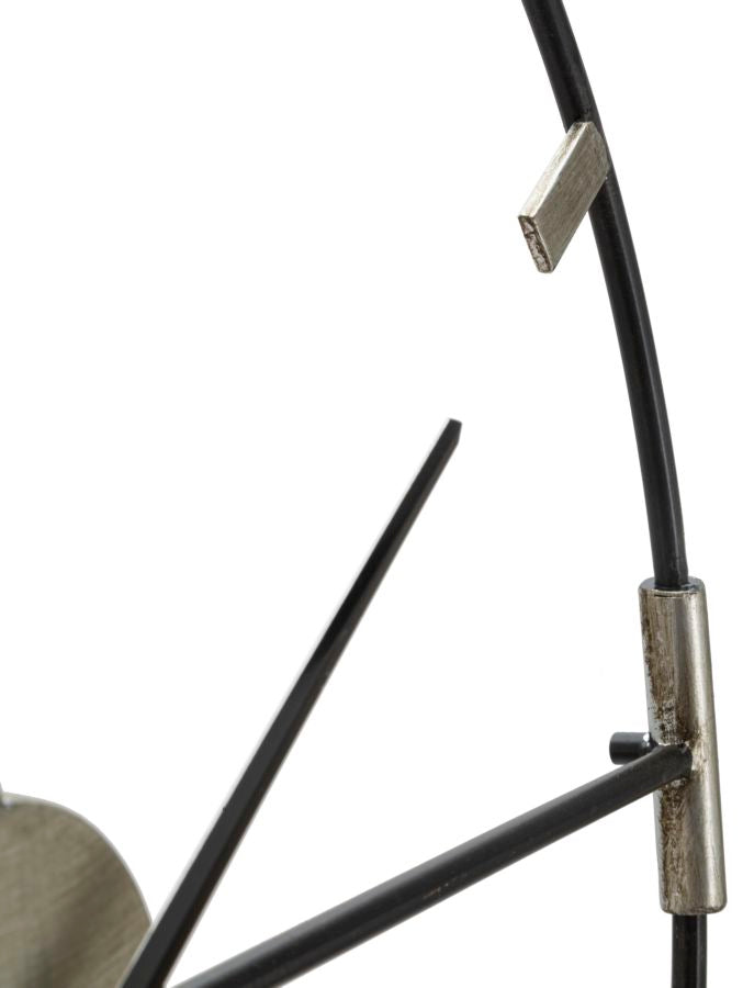 Reloj de Pared de Metal Plateado y Negro