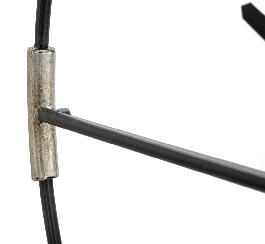 Reloj de Pared de Metal Plateado y Negro