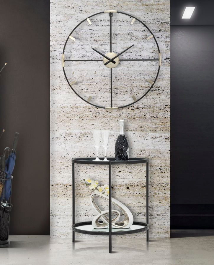 Reloj de Pared de Metal Plateado y Negro
