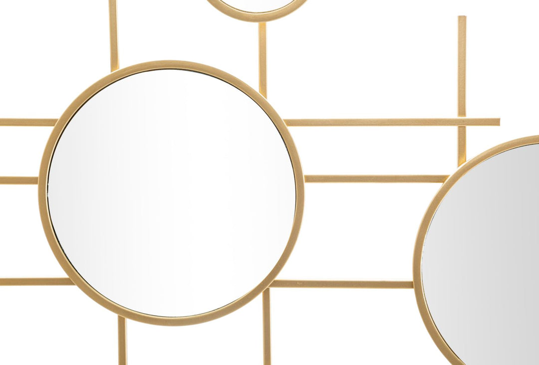 Pequeños espejos de pared redondos de metal dorado