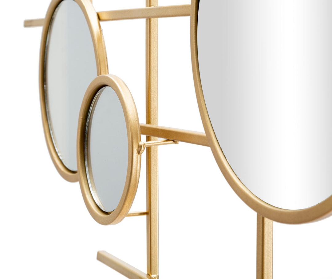 Pequeños espejos de pared redondos de metal dorado