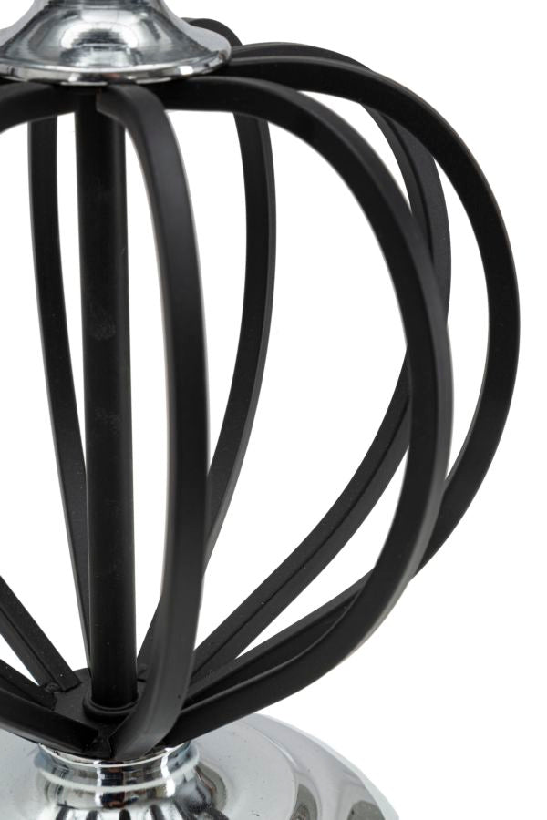 Elegante Lámpara de Mesa de Metal Negro y Plata
