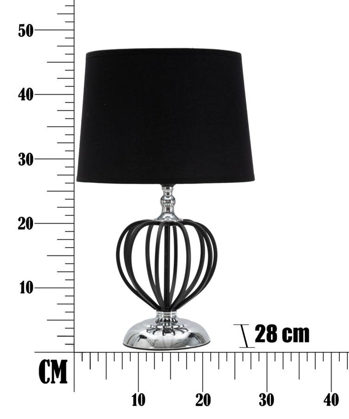 Elegante Lámpara de Mesa de Metal Negro y Plata