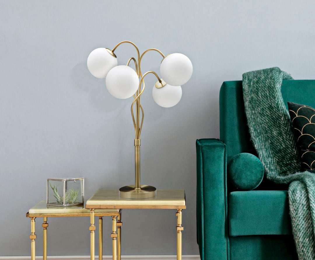 Lámpara de Mesa de Metal Dorado con 4 Luces