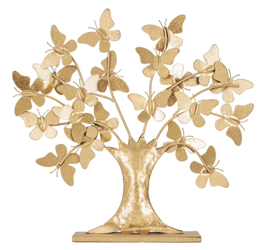 Decoración Flor de Madera Dorada (Escultura Moderna)